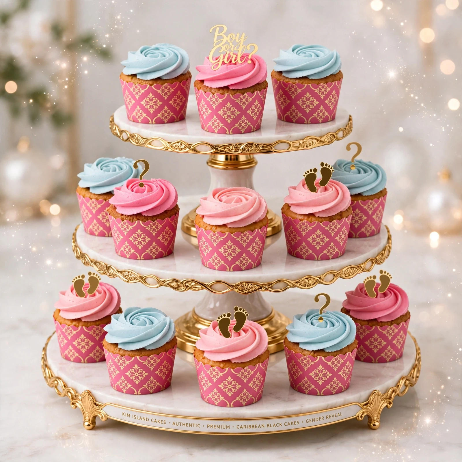 Gender Reveal Cupcake Tower