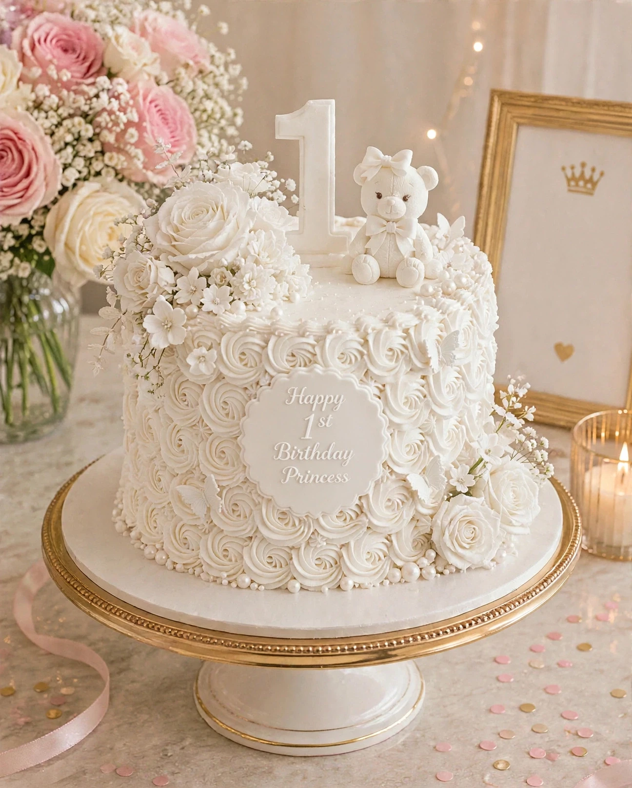 First Birthday Cake — All White