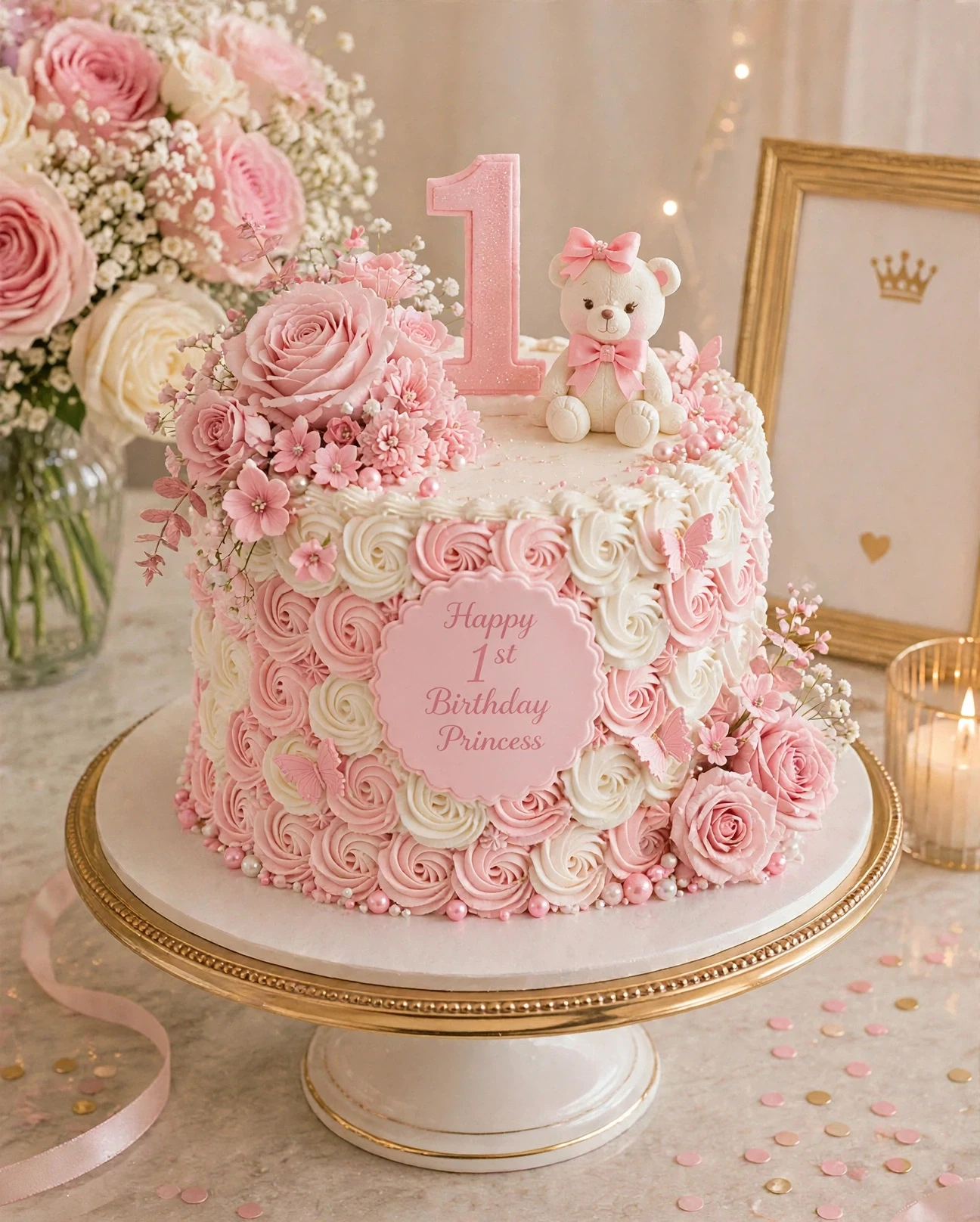 First Birthday Cake — Pink Princess