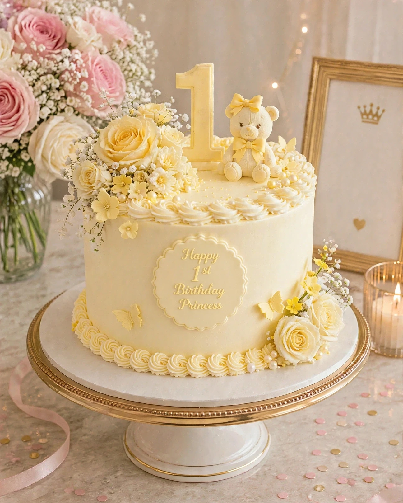 First Birthday Cake — Soft Yellow