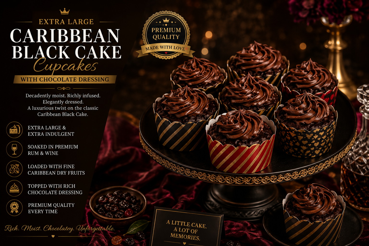 Christmas Black Cake Cupcakes — Extra Large