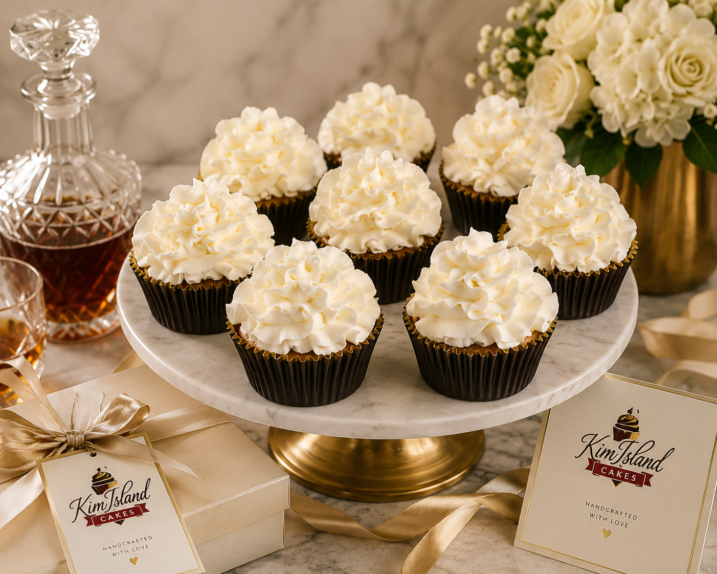 Christmas Black Cake Cupcakes — White Rosette