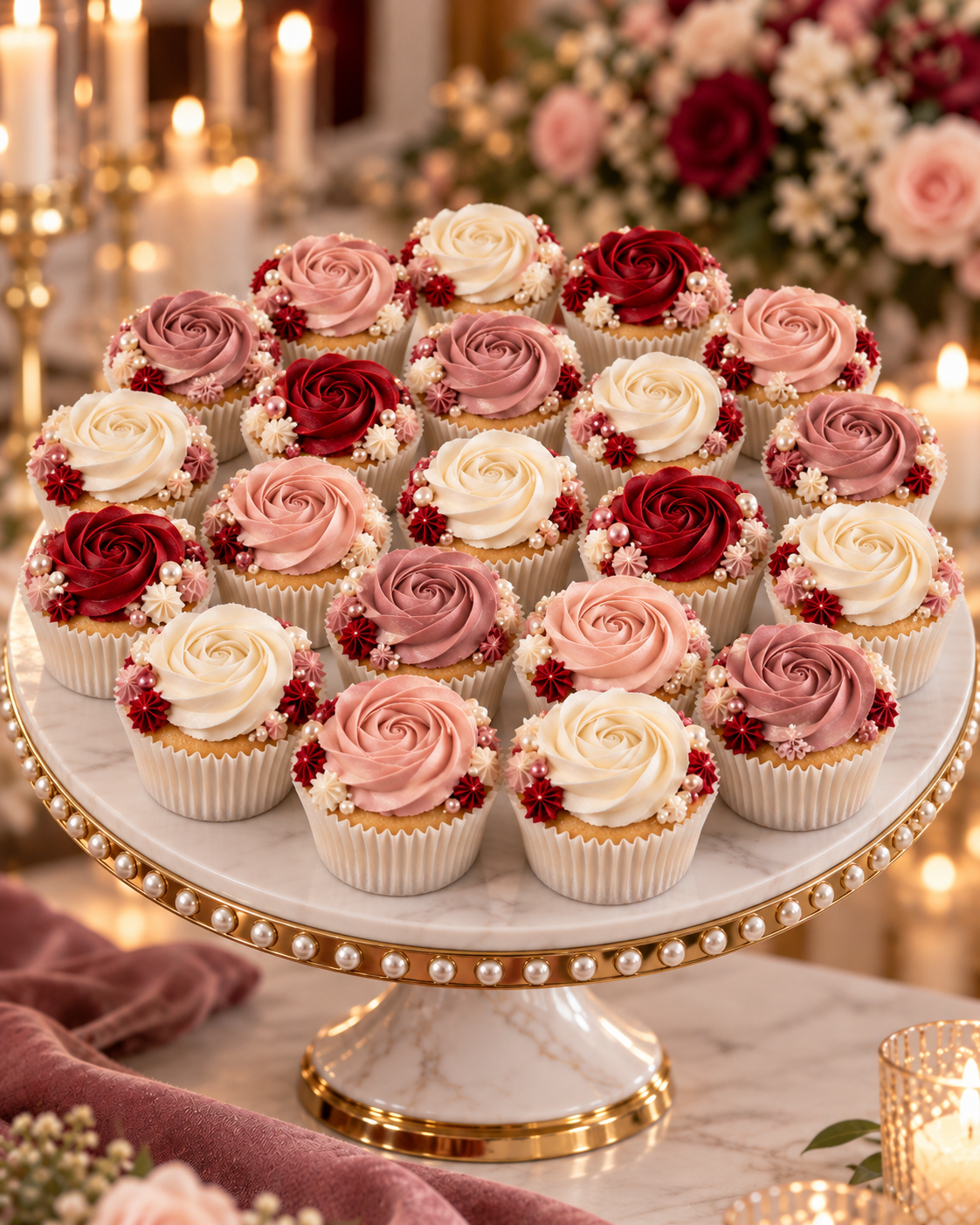 Wedding Cupcakes 24-Pack — Red & White